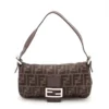 Fendi ZUCCa Mamma Baguette Canvas & Leather Shoulder Bag Brown Rank ＡＢ1