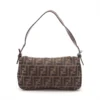 Fendi ZUCCa Mamma Baguette Canvas & Leather Shoulder Bag Brown Rank ＡＢ2