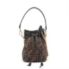 Fendi ZUCCa Mon Tresor Mini Nylon & Leather 2way shoulder bag Black × Brown 8BS010 1