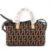 Fendi Zucchino By The Way Mini Leather x fabric 2way handbag Brown x black 8BS0672