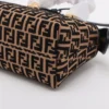 Fendi Zucchino By The Way Mini Leather x fabric 2way handbag Brown x black 8BS0673