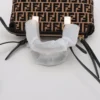 Fendi Zucchino By The Way Mini Leather x fabric 2way handbag Brown x black 8BS0675