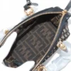 Fendi Zucchino By The Way Mini Leather x fabric 2way handbag Brown x black 8BS0676