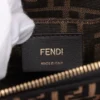 Fendi Zucchino By The Way Mini Leather x fabric 2way handbag Brown x black 8BS0677