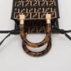 Fendi Zucchino Sunshine Shopper small Straw & leather 2way handbag Brown x black 8BS0515
