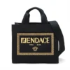 Fendi x Versace Fender Choi Logo canvas 2 way tote bag Black 8BH3951