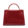 Hermes Kelly 32 Box calf Maron Foncé x Rouge Ash x Brick Gold Metal fittings □C 199902