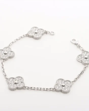 Vintage Alhambra 5P diamond Van Cleef & Arpels Bracelet