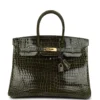 Birkin 35 Hermès Vert Veronese Porosus Crocodile Gold Hardware