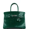 Birkin 30 Crocodile Hermès Niloticus Emerald Palladium Hardware