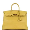 Birkin 35 Hermès bag Crocodile Mimosa Porosus Gold Hardware