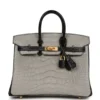 Birkin 25 Alligator Mississippienis Hermès Gris Perle Gold Hardware