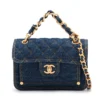 Chanel Matelasse Denim & leather Chain Shoulder Bag Glitter Blue Gold Metal Fittings