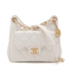 Chanel Matelasse shiny calfskin Chain Shoulder Bag White Gold Metal Fittings