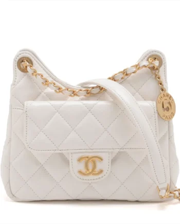 Chanel Matelasse shiny calfskin Chain Shoulder Bag White