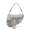 Dior x John Galliano News Paper Saddle Bag Leather 2 Way Shoulder Bag White open papers