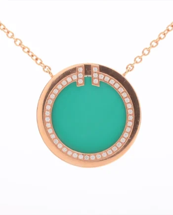 Tiffany T TWO Circle Turquoise diamond Necklace