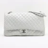 Chanel Big Matelasse Leather Chain Shoulder Bag Silver