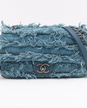 Chanel Coco Mark Denim Single Flap Double Chain Bag