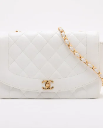 Chanel Matelasse Bag Diana Caviar Skin White