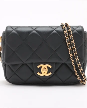 Chanel Matelasse Lambskin Chain Shoulder Bag Pearl