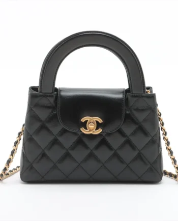 Chanel Matelasse Leather 2 Way Handbag Black