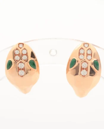 Bulgari Serpenti earrings Malachite diamond Piercing