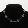 Vintage Alhambra Agate 10P Blue Necklace Van Cleef & Arpels
