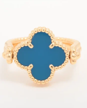Vintage Alhambra Reversible Blue Agate diamond Ring Van Cleef & Arpels