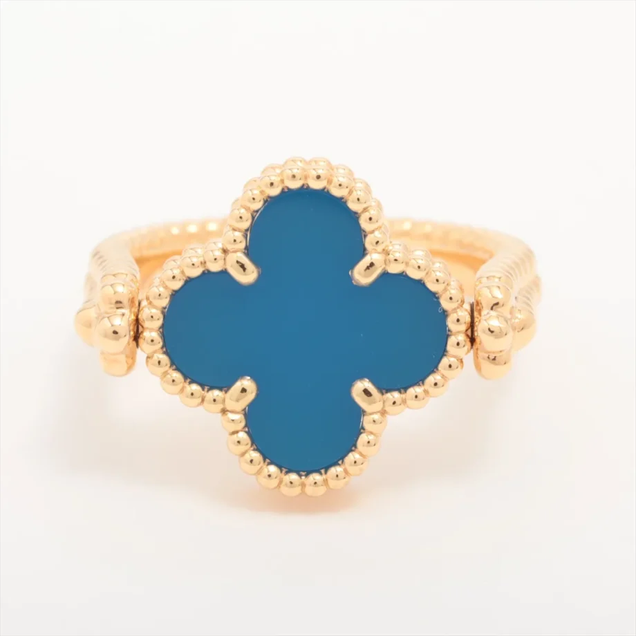 Vintage Alhambra Reversible Blue Agate diamond Ring Van Cleef & Arpels