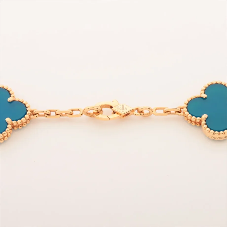 Vintage Alhambra Agate 10P Blue Necklace Van Cleef & Arpels