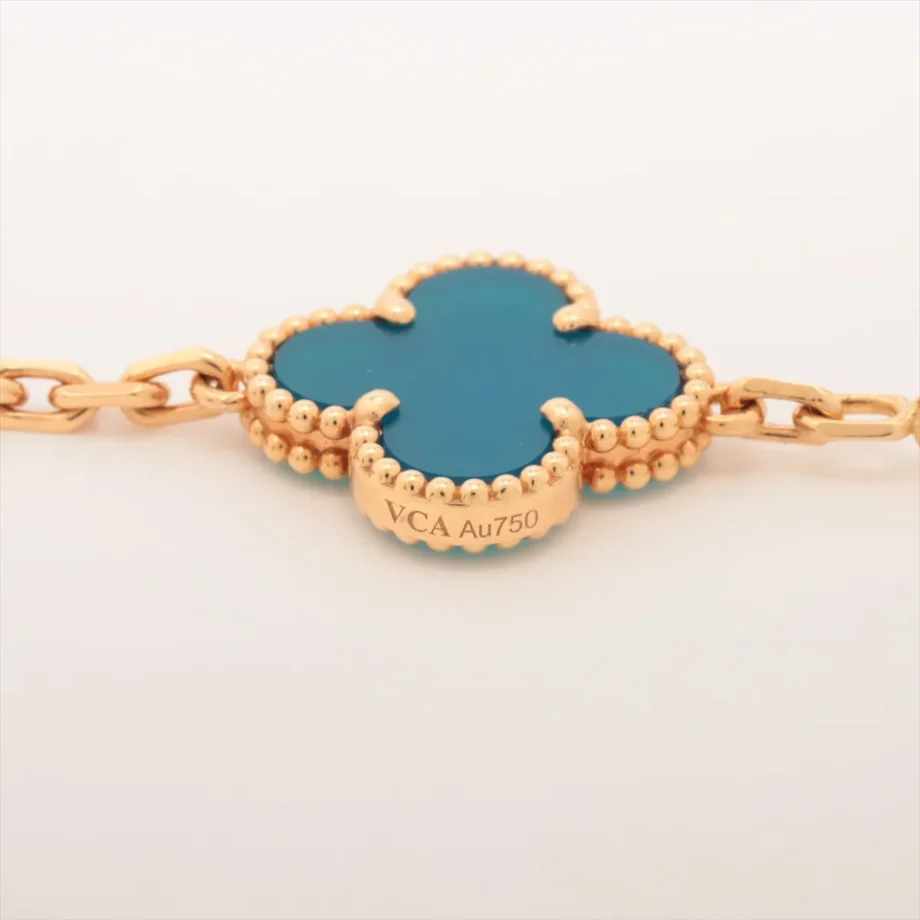 Vintage Alhambra Agate 10P Blue Necklace Van Cleef & Arpels