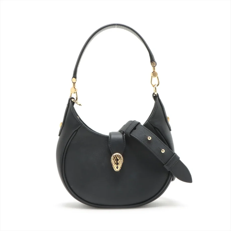 Bulgari Serpenti 2 Way Shoulder Bag Black