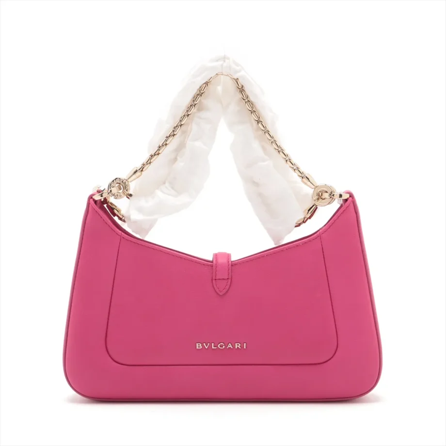 Bvlgari Serpenti Leather 2 Way Shoulder Bag Pink