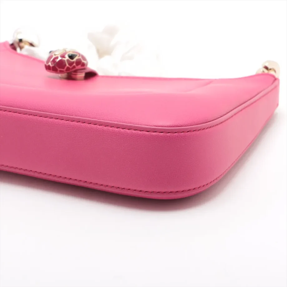 Bvlgari Serpenti Leather 2 Way Shoulder Bag Pink