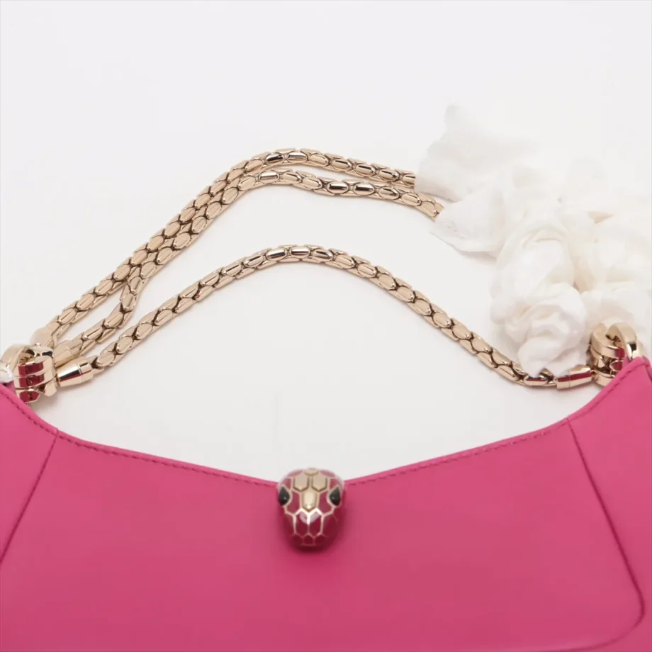 Bvlgari Serpenti Leather 2 Way Shoulder Bag Pink