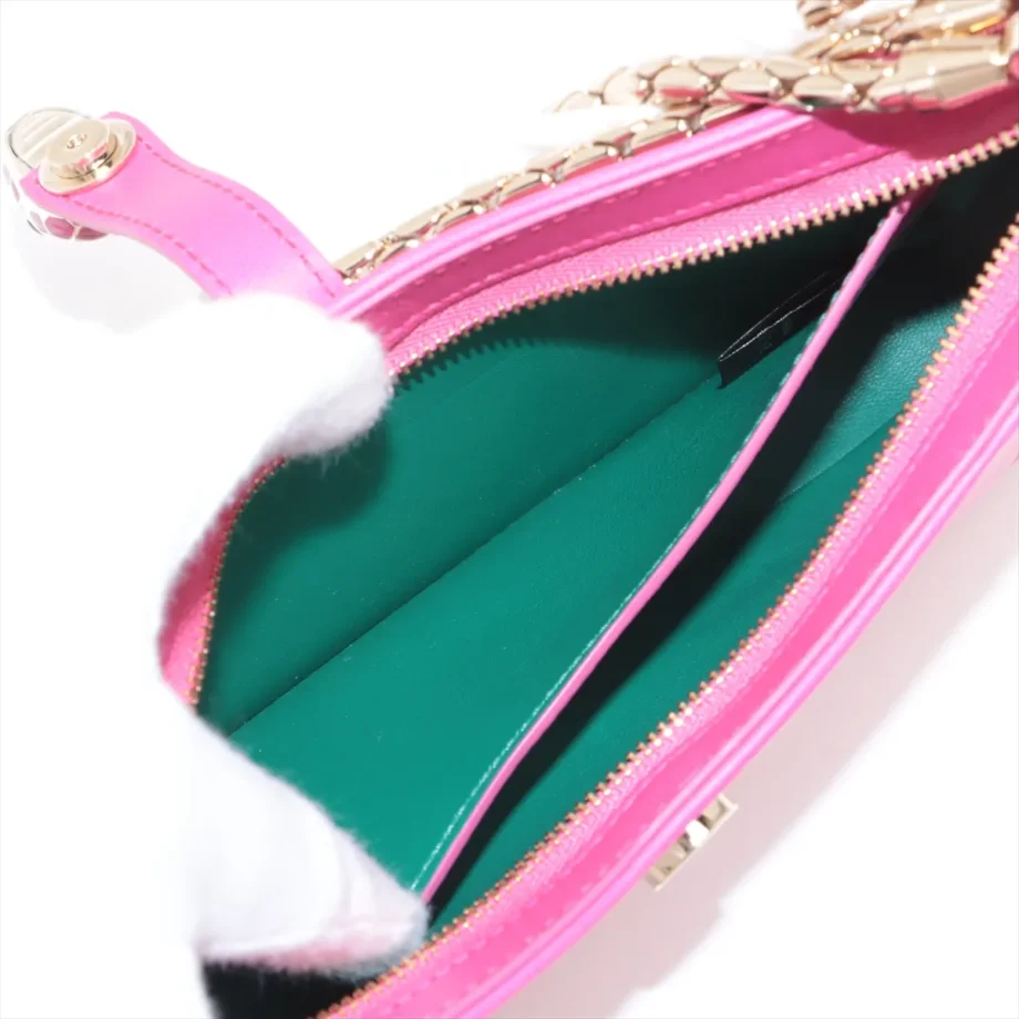 Bvlgari Serpenti Leather 2 Way Shoulder Bag Pink