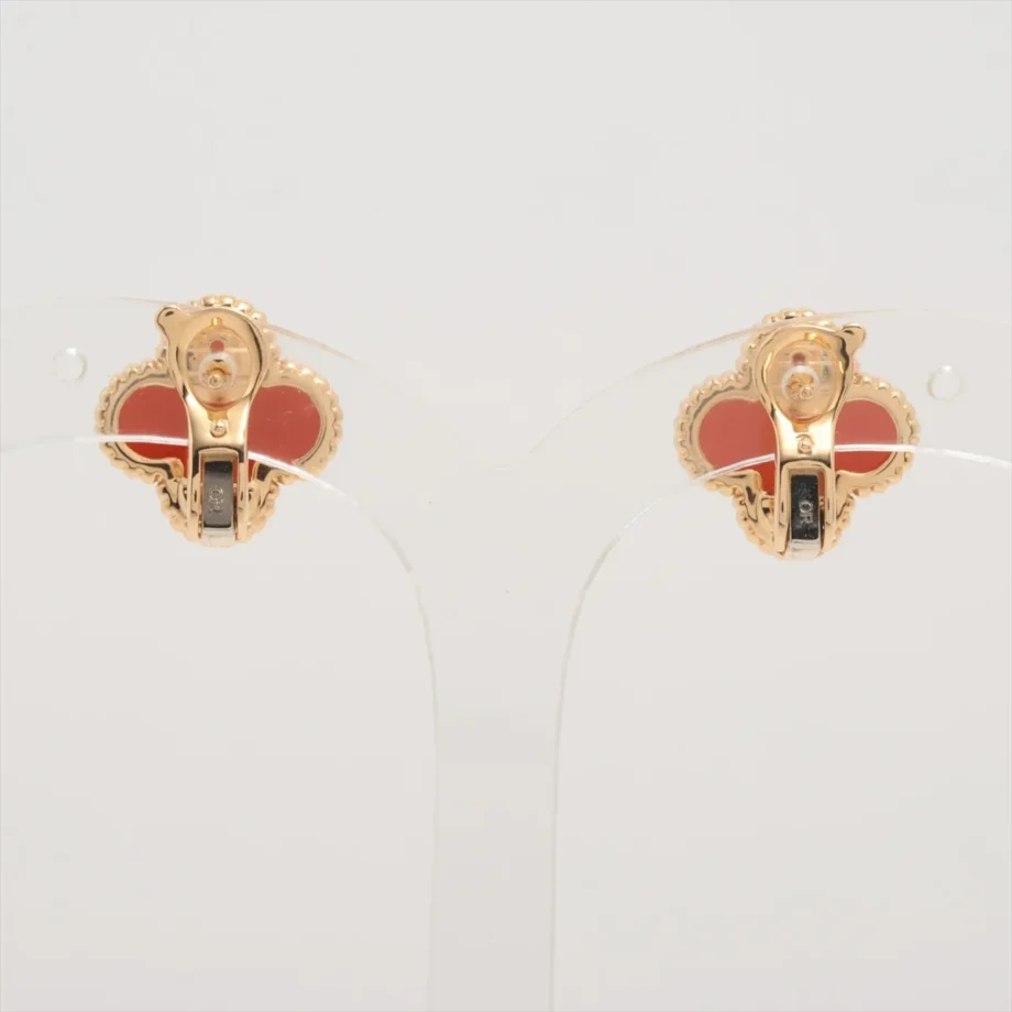 Vintage Alhambra earrings Carnelian Piercing Van Cleef & Arpels