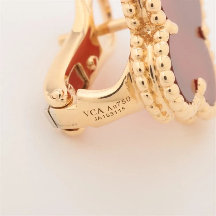 Vintage Alhambra earrings Carnelian Piercing Van Cleef & Arpels