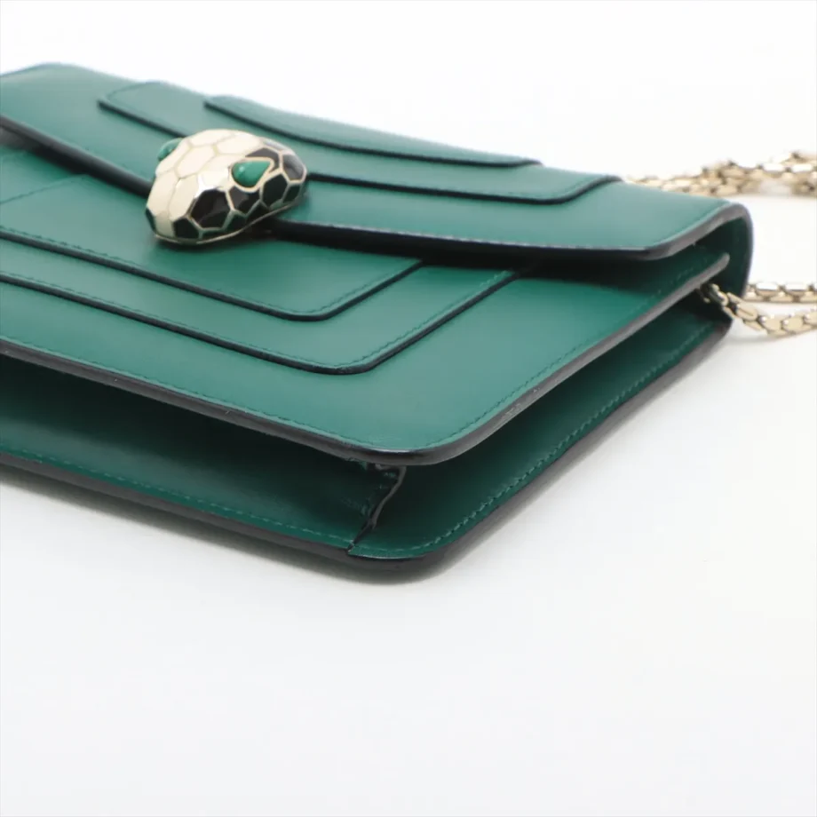 Bulgari Serpenti Leather Shoulder Bag Green