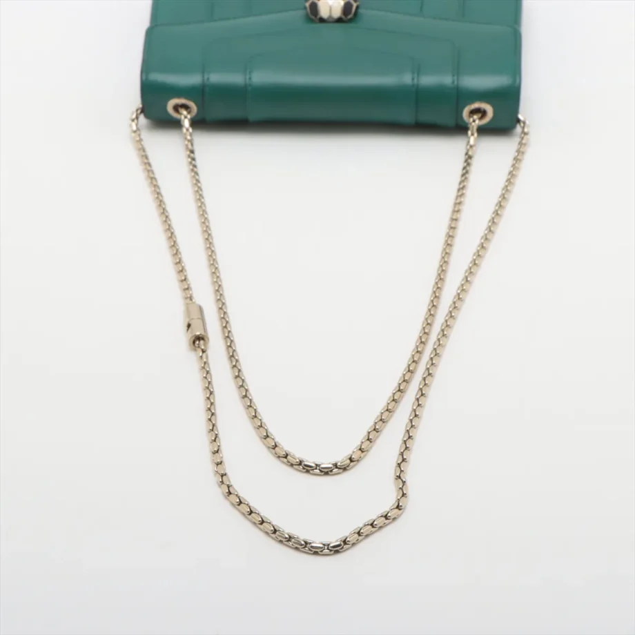 Bulgari Serpenti Leather Shoulder Bag Green