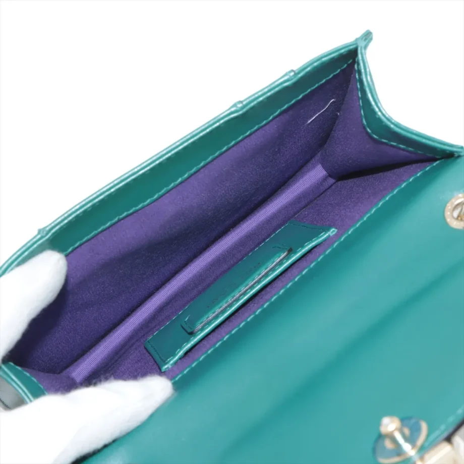 Bulgari Serpenti Leather Shoulder Bag Green