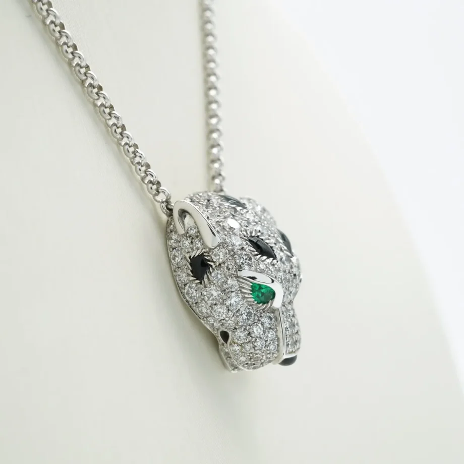 Cartier Panthère Pendant Paved diamond Emerald Necklace